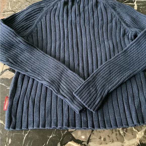 Vintage Y2K Abercrombie &Fitch men’s blue v-neck ribbed muscle sweater size m - Picture 3 of 7